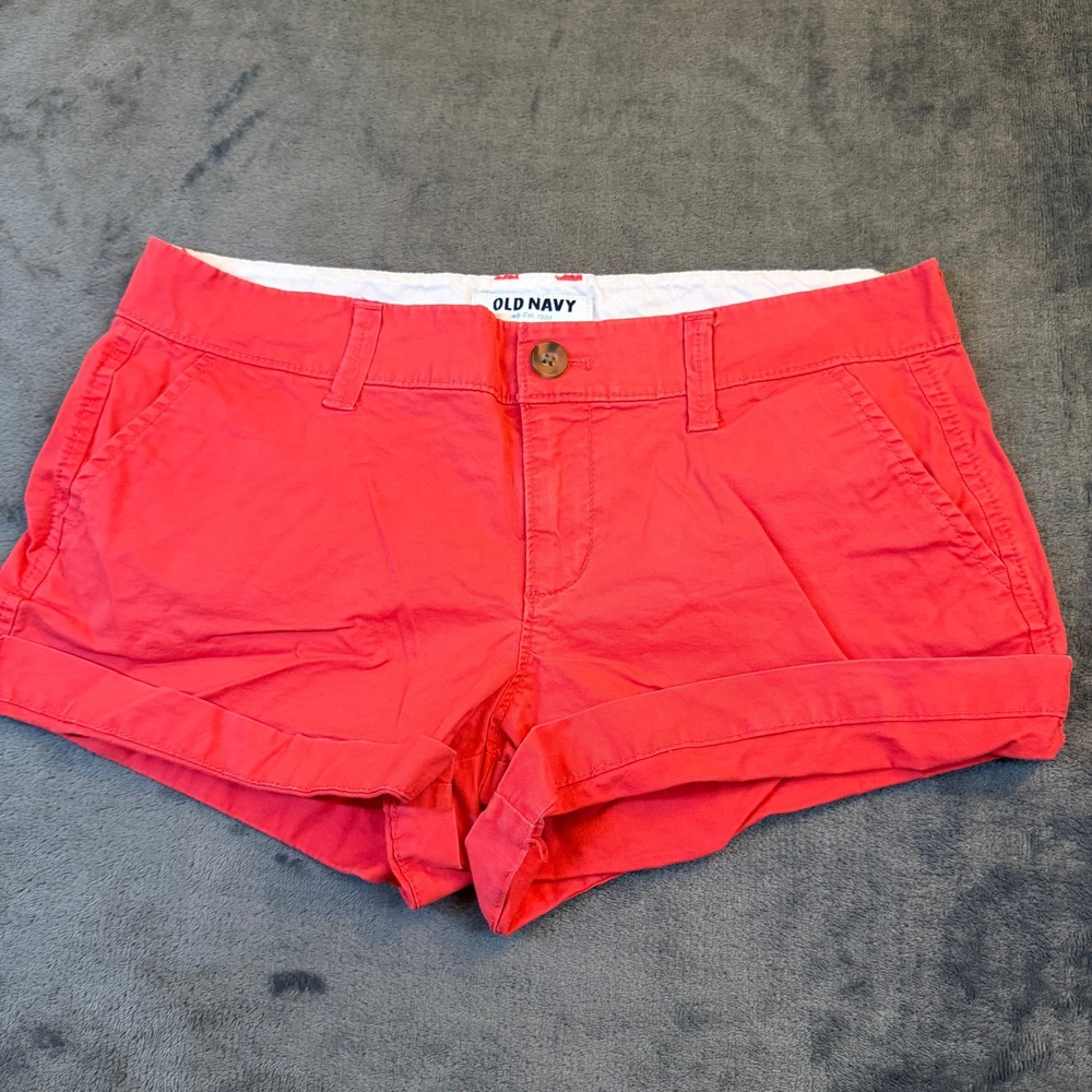 Old‎ Navy Everyday Chino Shorts Womens Size 2 Coral Pink Red Stretch Cotton